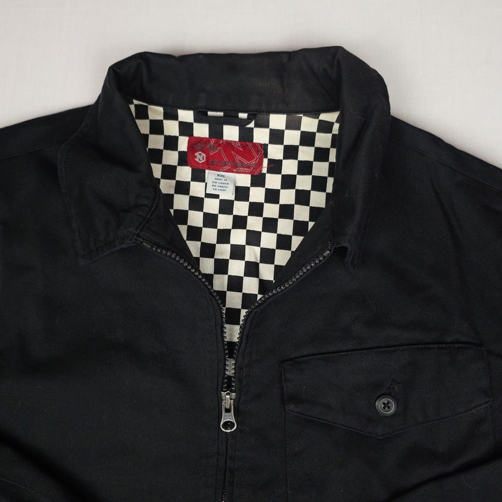 Old Navy Workwear Zip Up Jacket Women XXL Black Checkerboard Cotton Blend Canvas